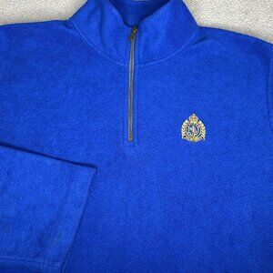 Lauren Ralph Lauren Sweater Womens XL Blue Fleece Quarter Zip Crest Logo